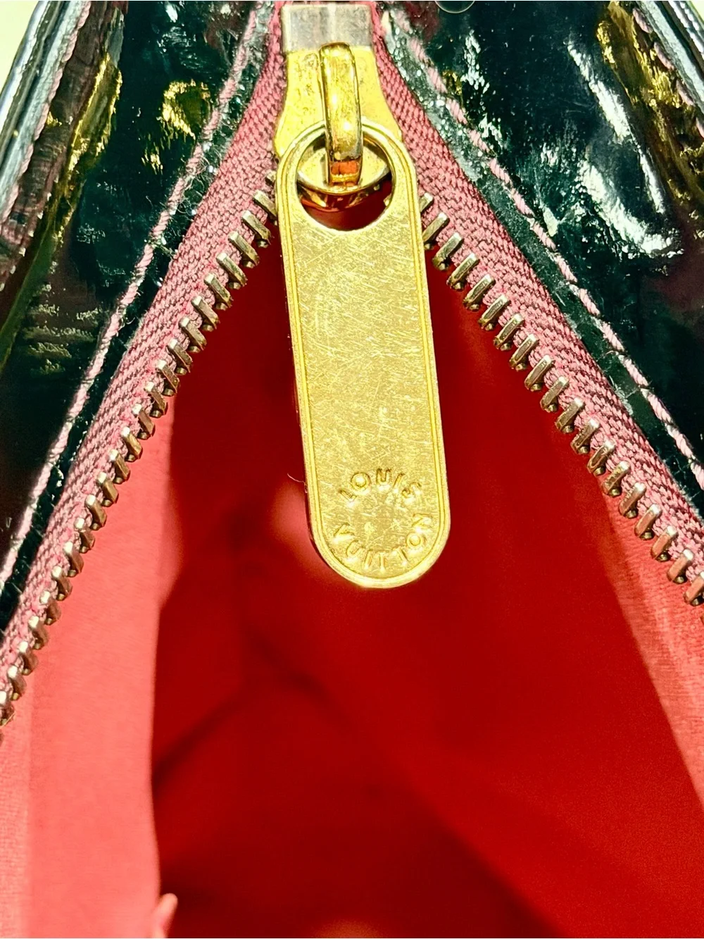Louis Vuitton Authentic Black Vernis Leather Tote with Custom 3D Red Rose Motif